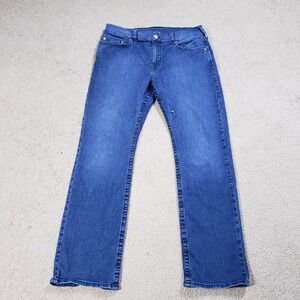 True Religion Jeans Mens 34 (35x32) Blue Ricky Relaxed Straight Med Wash Denim